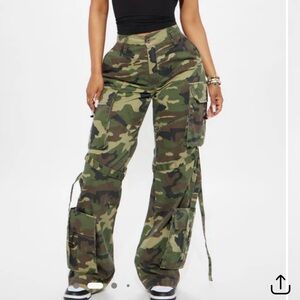 Fashion Nova Level You Up Camo Cargo Pant - Olive/combo (S)